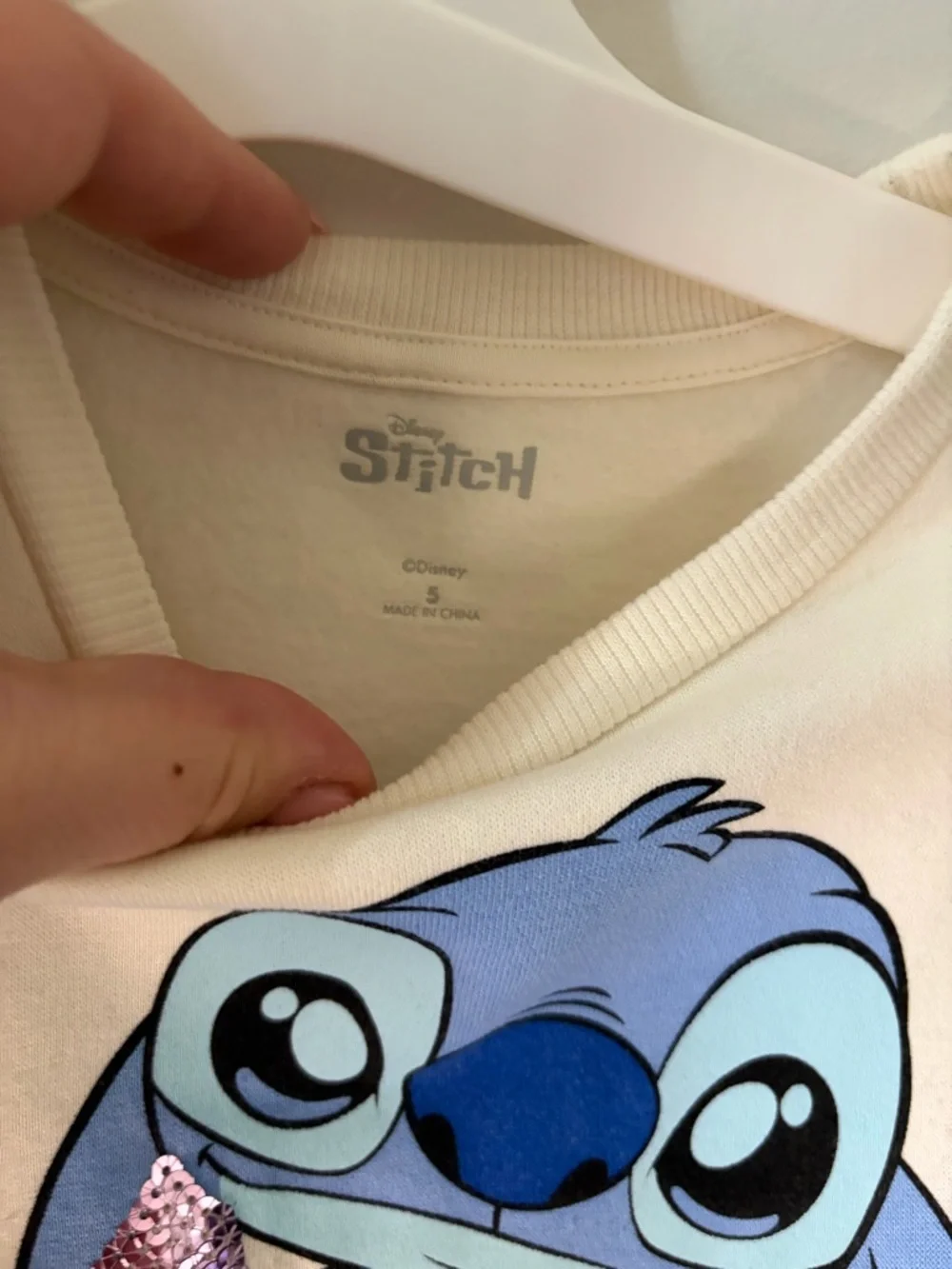 Disney’s Cream Top with Blue Stitch Graphic and built in skirt dress size 5